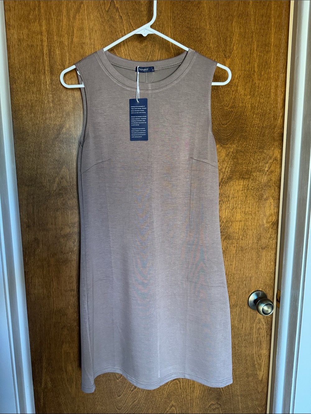 Sleeveless A-Line Mini Dress in Taupe by Sampeel